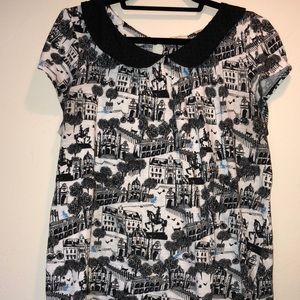 Anthropologie Rome print blouse size XL